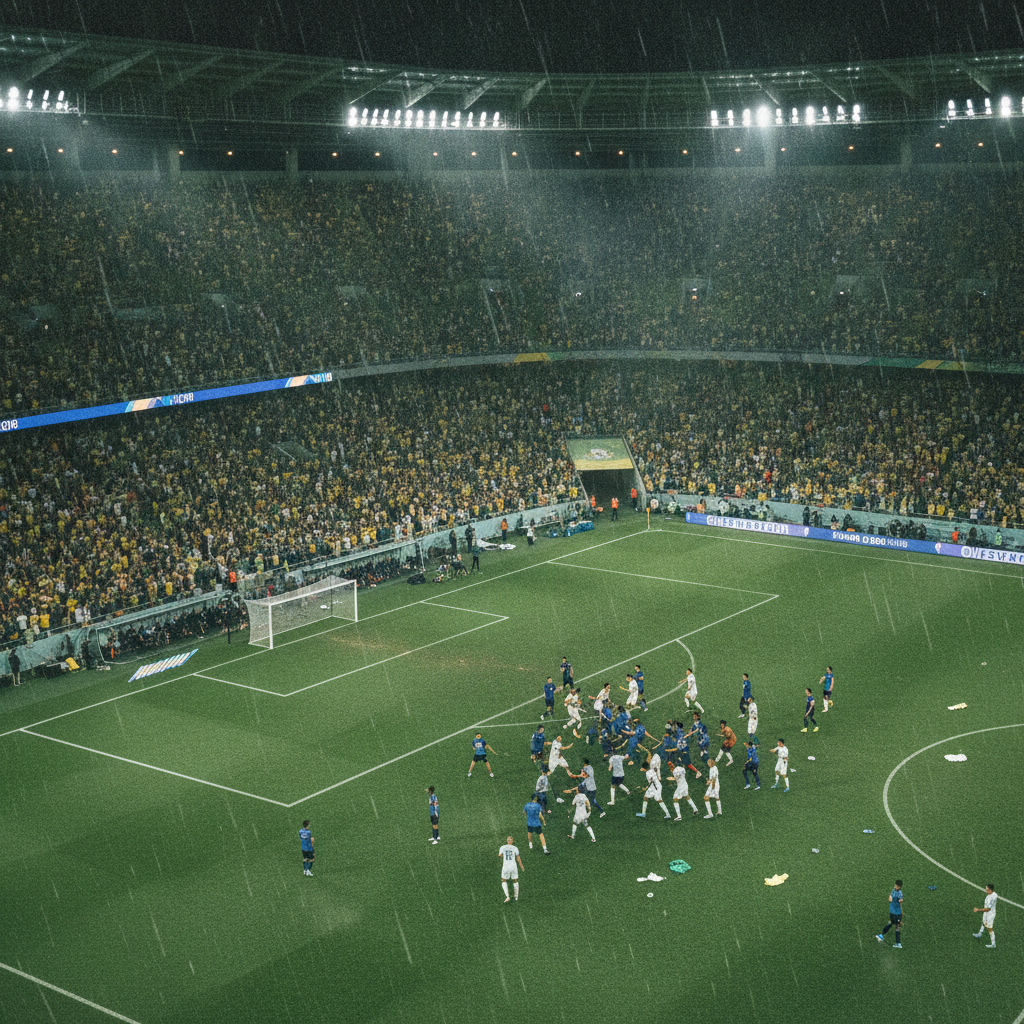 Estádio lotado durante partida da Copa do Mundo 2026 com torcida em clima de expectativa